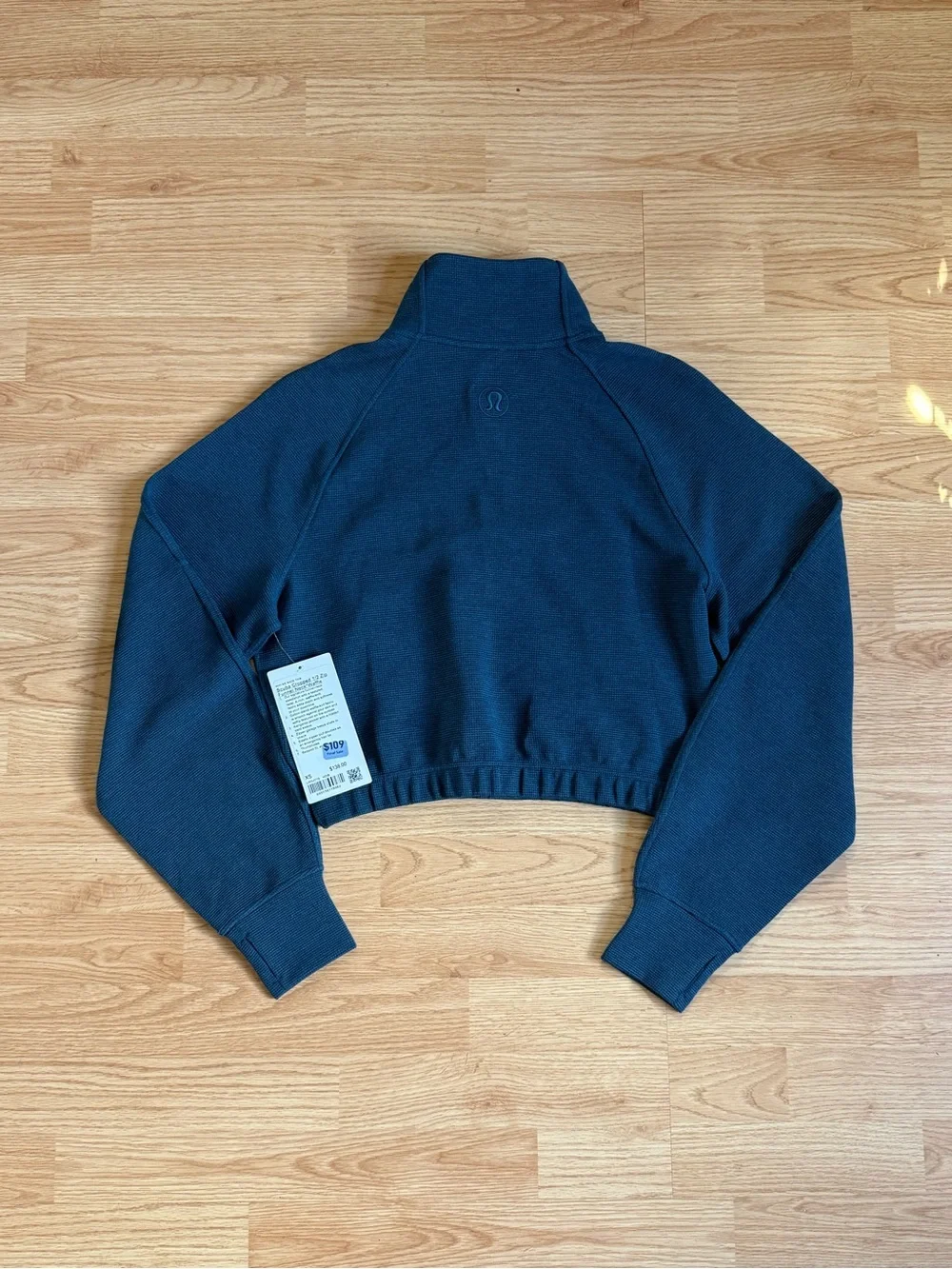 lululemon Scuba Cropped Half-Zip Funnel Neck Waffle in Heather Indochine Blue